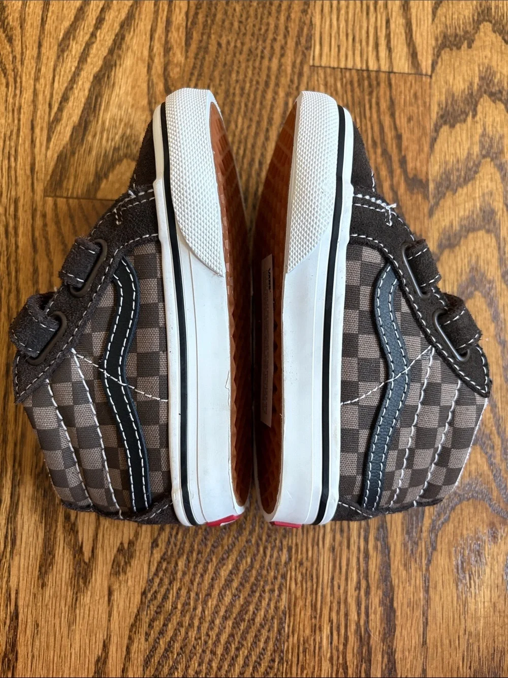 VANS SK8-MID REISSUE V TODDLER SHOES - TONAL CHECKERBOARD BROWN, size 6. New
